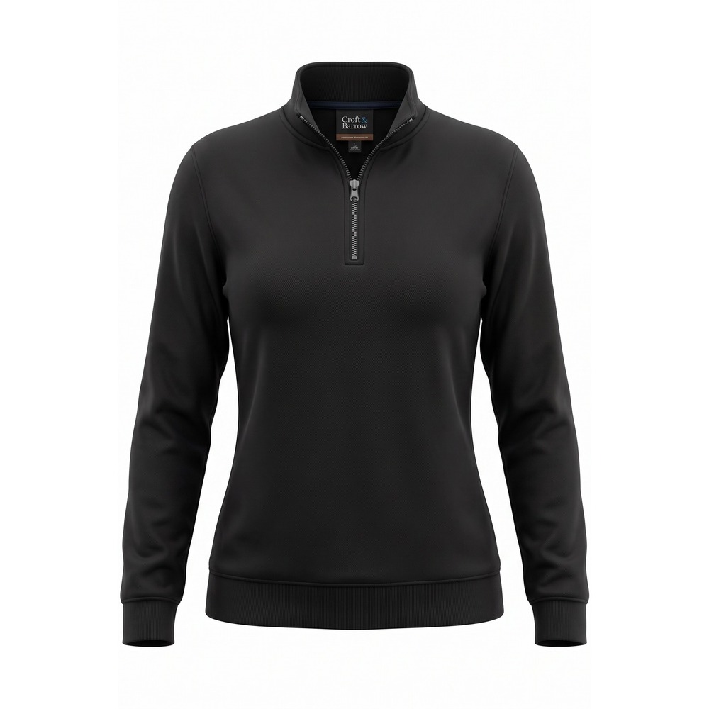 Croft & Barrow Womens Extra Soft Quarter Zip Pullover Sweatshirt Black XL